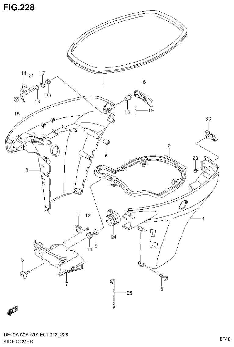 Suzuki DF40AST, DF50A, DF50ATH SIDE COVER (DF60ATH E1) parts diagram